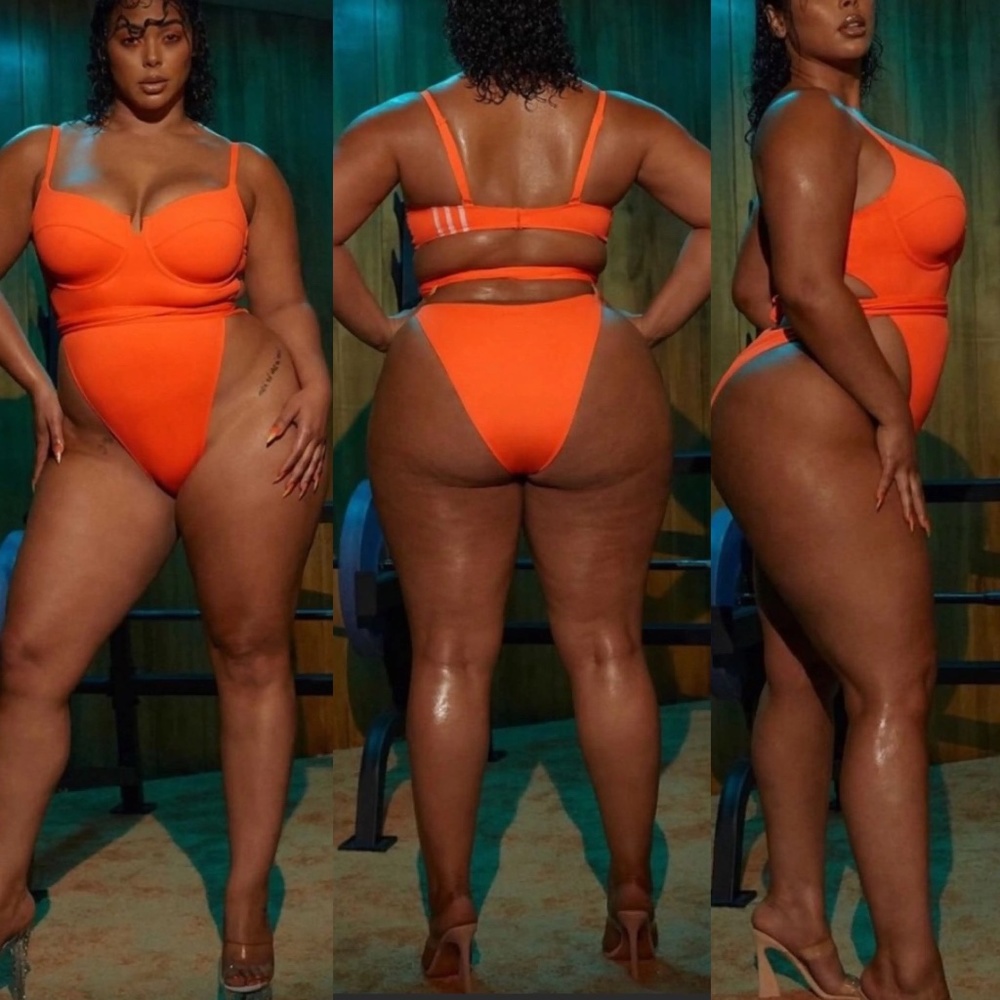 Adidas IVY PARK Solar Orange One Piece Strappy Swimsuit Plus Size 4X